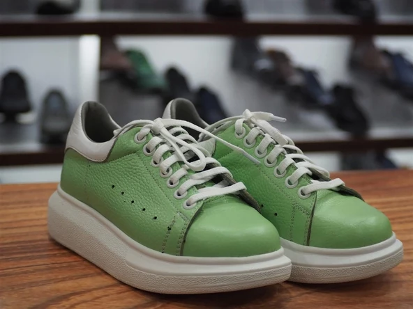 AÇIK YEŞİL HAKİKİ DERİ UNISEX ÇOCUK AYAKKABISI - 5