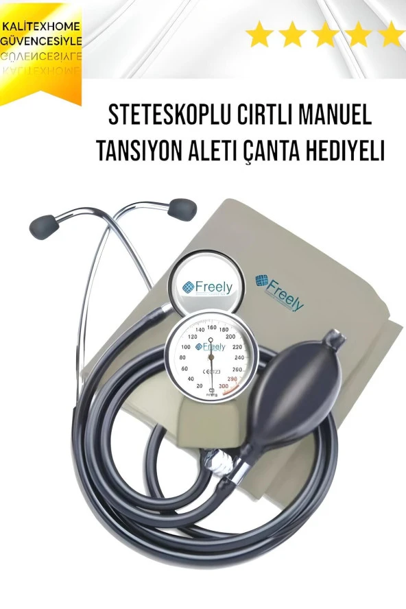 Freely Steteskoplu Cırtlı Manuel Tansiyon Aleti Çanta Hediyeli