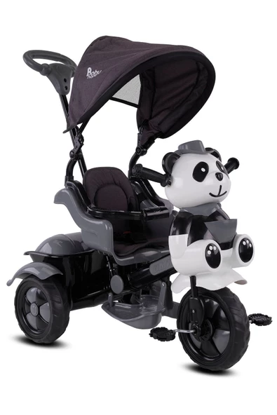 0127 Little Panda Ebeveyn Kontrollü Tenteli Müzikli Tricycle Üç Teker Bisiklet