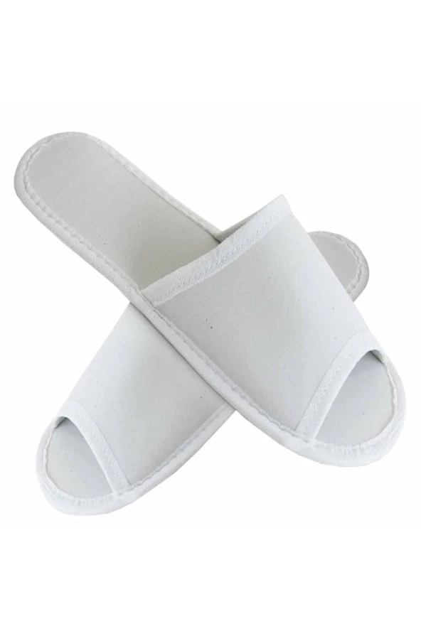 200 Çift Biyeli Spa Terliği Önü Açık Kaymaz Tabanlı Beyaz Otel Terliği Tek Kullanımlık Kullan At ürün görseli 1