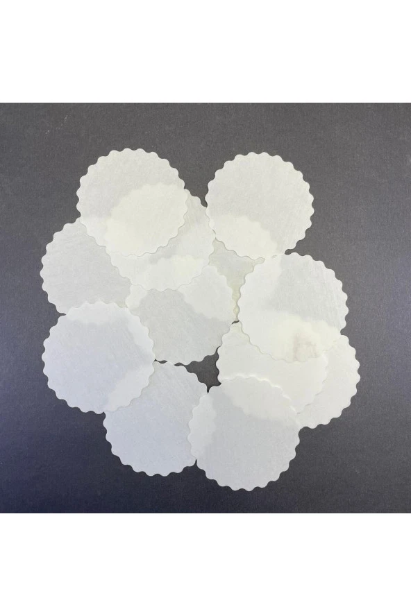 2500 Adet Tek Kullanımlık Beyaz Desenli Kağıt Bardak Altlığı 80 mm - 2