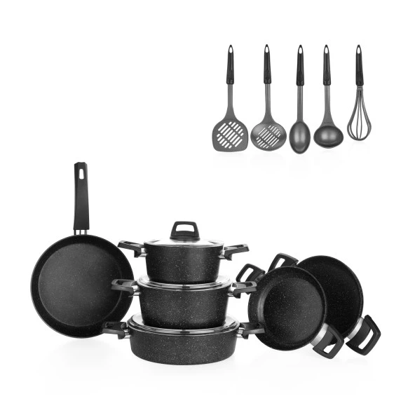 Schafer Black Stone Tencere Seti 14 Parça-Siyah - 2