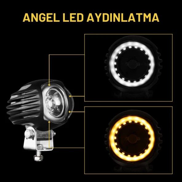 Nukrotech 2 Adet Set City 15W Motosiklet Sis Farı Angel Led Çerceveli