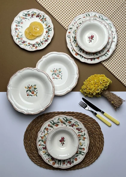 TABAK EVİ Fulya Food Garden Porselen Yemek Takımı 6 Kişilik 24 Parça - 6