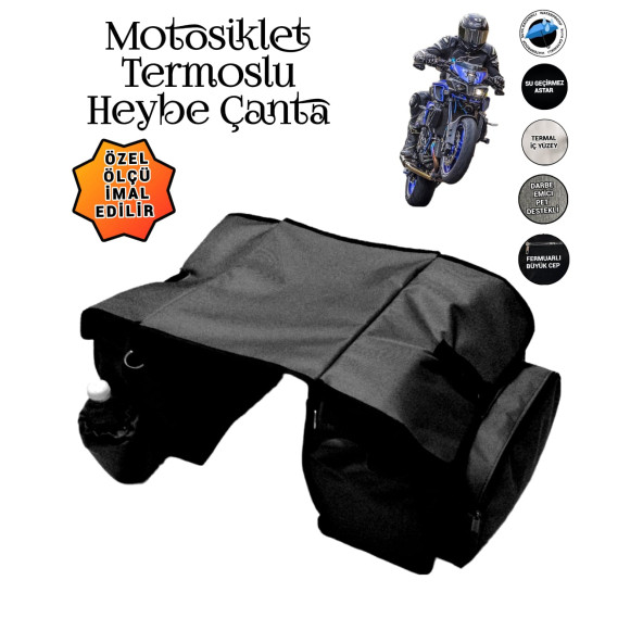 MOTOSİKLET HEYBE ÇANTASI TERMAL TERMOSLU CEPLİ