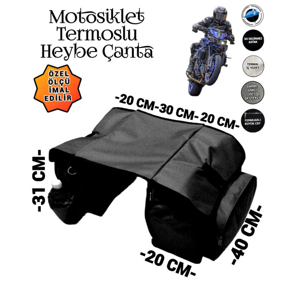MOTOSİKLET HEYBE ÇANTASI TERMAL TERMOSLU CEPLİ - 3