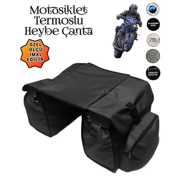 MOTOSİKLET HEYBE ÇANTASI TERMAL TERMOSLU CEPLİ - 4