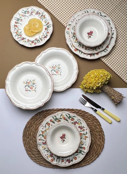 TABAK EVİ Fulya Food Garden Porselen Yemek Takımı 6 Kişilik 24 Parça - 2
