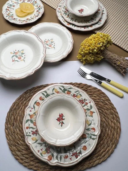 TABAK EVİ Fulya Food Garden Porselen Yemek Takımı 6 Kişilik 24 Parça - 3
