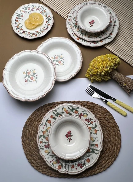 TABAK EVİ Fulya Food Garden Porselen Yemek Takımı 6 Kişilik 24 Parça - 5