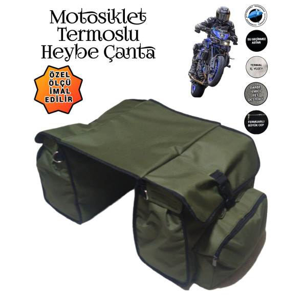 MOTOSİKLET HEYBE ÇANTASI TERMAL TERMOSLU CEPLİ - 4