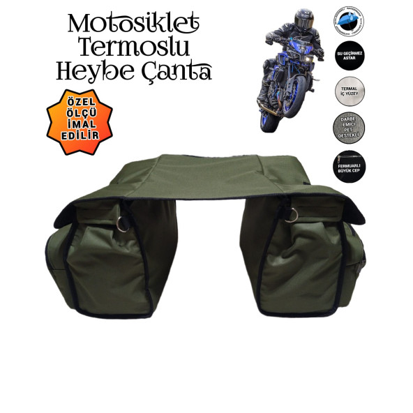 MOTOSİKLET HEYBE ÇANTASI TERMAL TERMOSLU CEPLİ - 7