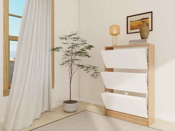 Kisikoz Düşer Kapaklı Ayakkabılık Marbella Kiraz - Beyaz Renk - 3