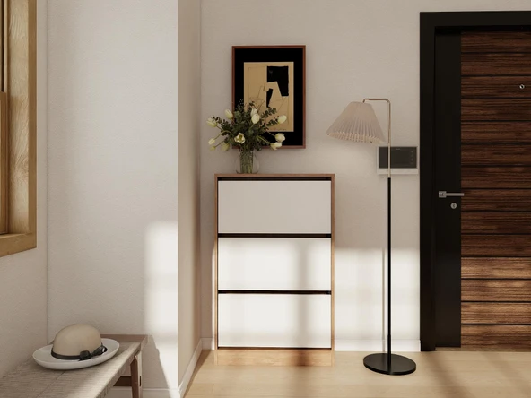 Kisikoz Düşer Kapaklı Ayakkabılık Marbella Kiraz - Beyaz Renk ürün görseli 1