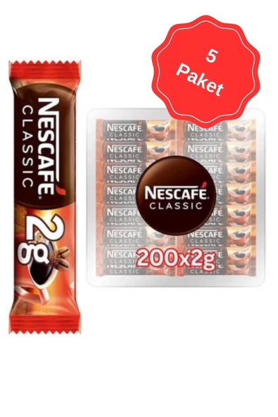 Nescafe Classic Çözünebilir Kahve (2Gr x200Lü) x 5 Paket