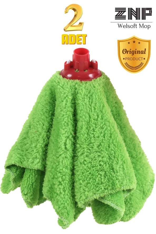 Welsoft Balerin Mop Yedek Başlıklı 2 Adet Yeşil Mop, Papas 45x60 - Resim 2