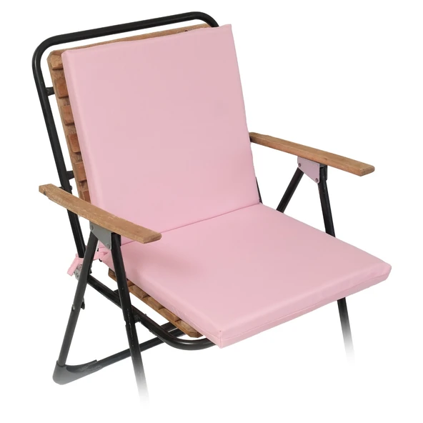 XPERMATE  Sandalye Minderi Su İtici Kumaş 40x40 cm Sünger Sırtlıklı Sandalye Minderi Bağcıklı Pembe