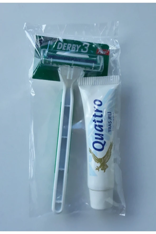 Otel Tipi Seyehat Tipi Traş Seti Jelatinli 3 Bıçaklı Traş Bıçağı + 15 Ml Traş Jeli ürün görseli 1