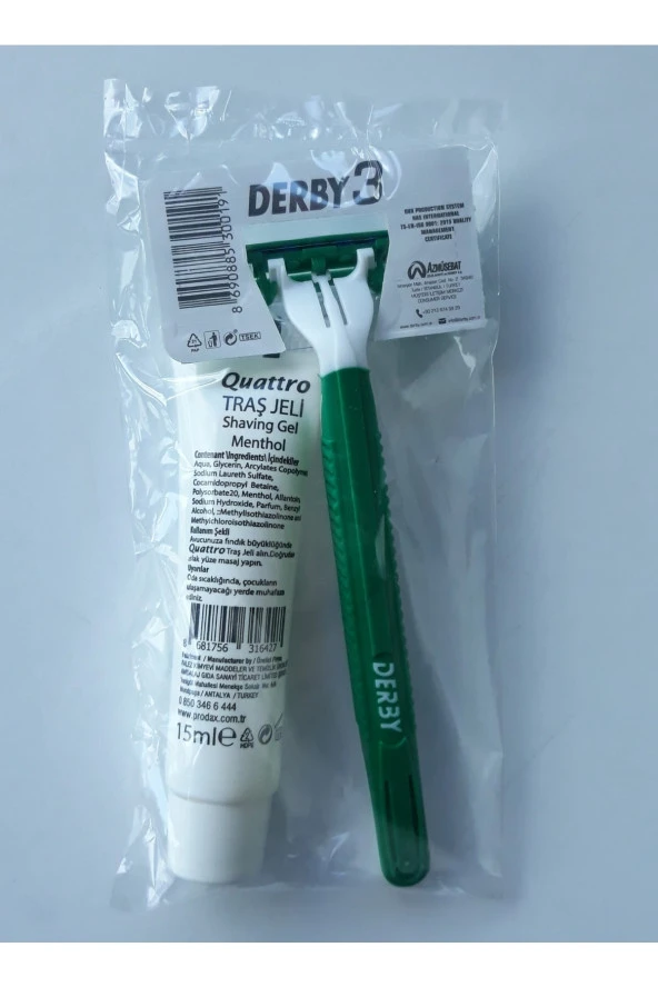 Otel Tipi Seyehat Tipi Traş Seti Jelatinli 3 Bıçaklı Traş Bıçağı + 15 Ml Traş Jeli - Resim 2