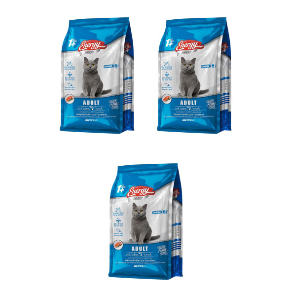 Cat Food Energy 500 g Somonlu Yetişkin Kedi Maması - 3 Adet