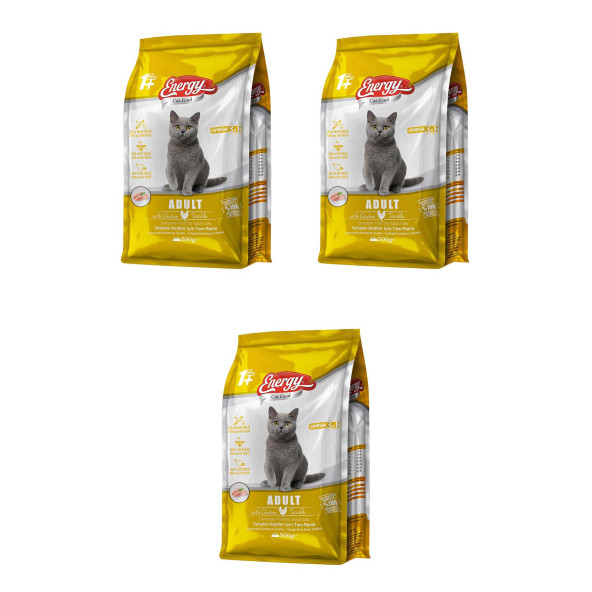 Cat Food Energy 500 g Tavuklu Yetişkin Kedi Maması - 3 Adet