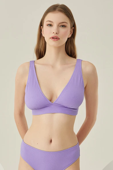 Lila Reps Üçgen  Tek Üst Bikini ürün görseli