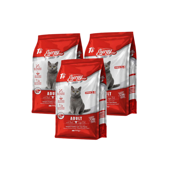 Cat Food Energy 500 g Sığır Etli Yetişkin Kedi Maması - 3 Adet - 2