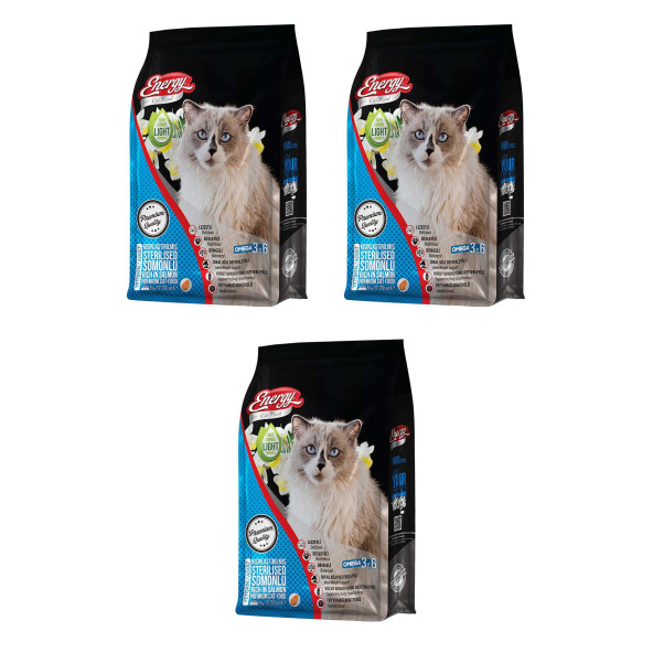 Cat Food Energy 1 kg Somonlu Kısırlaştırılmış Kedi Maması - 3 Adet