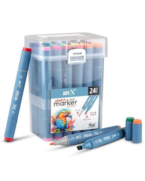 Rich Art X Sketch Marker Duo Çift Uçlu Marker Kalem 24 Renk Set 18047 - Resim 2