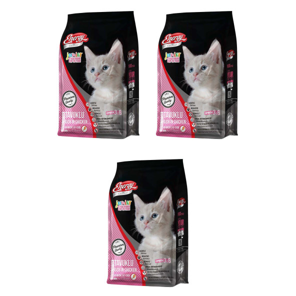 Cat Food Energy 1 kg Tavuklu Yavru Kedi Maması - 3 Adet