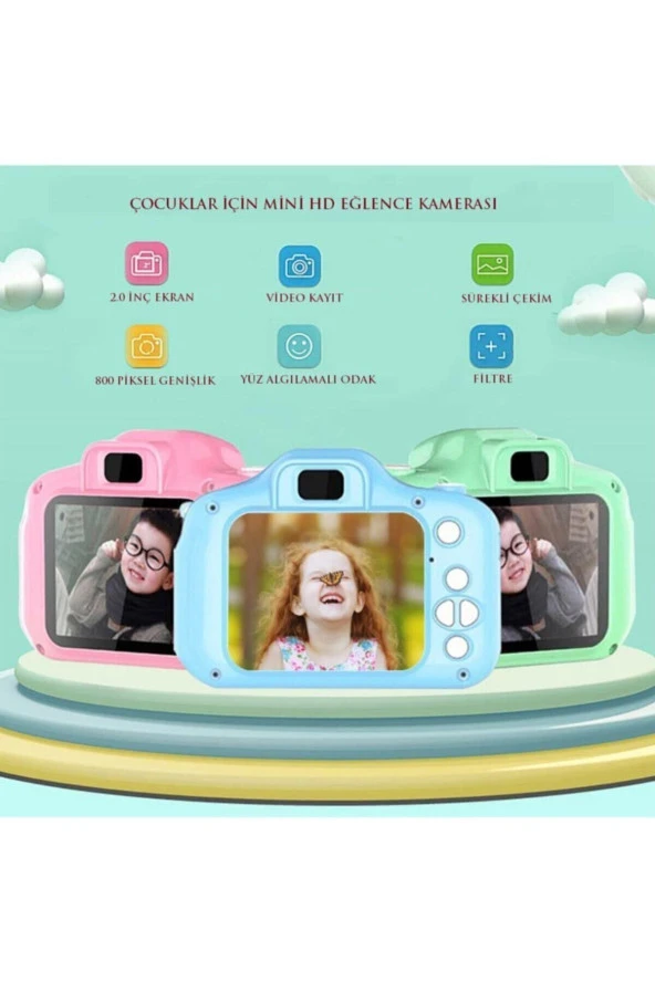 Mini 1080p Hd Kamera Çocuklar Için Dijital Fotoğraf Makinesi 2.0 Inç Ekran 720-1080p Pembe Renk - 2