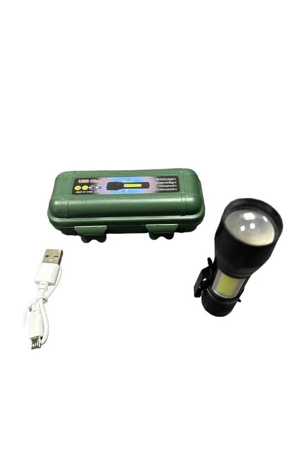 Ultra Güçlü 2500 Lumen 5w Cob Led Usb Şarjlı, Çakarlı, Kamp, Deprem Çantası ve El Feneri - 2