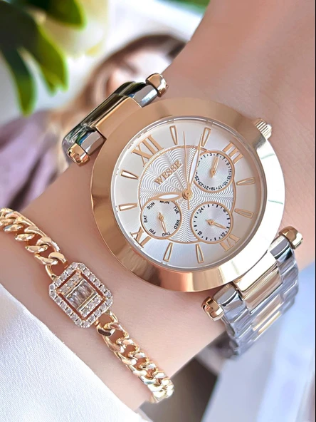 Wesse Elite Çelik Kordon Kararmaz Renk Atmaz Bayan Kol Saati 30Mt Suya Dayanıklı+Bileklik BWWL101109 ürün görseli