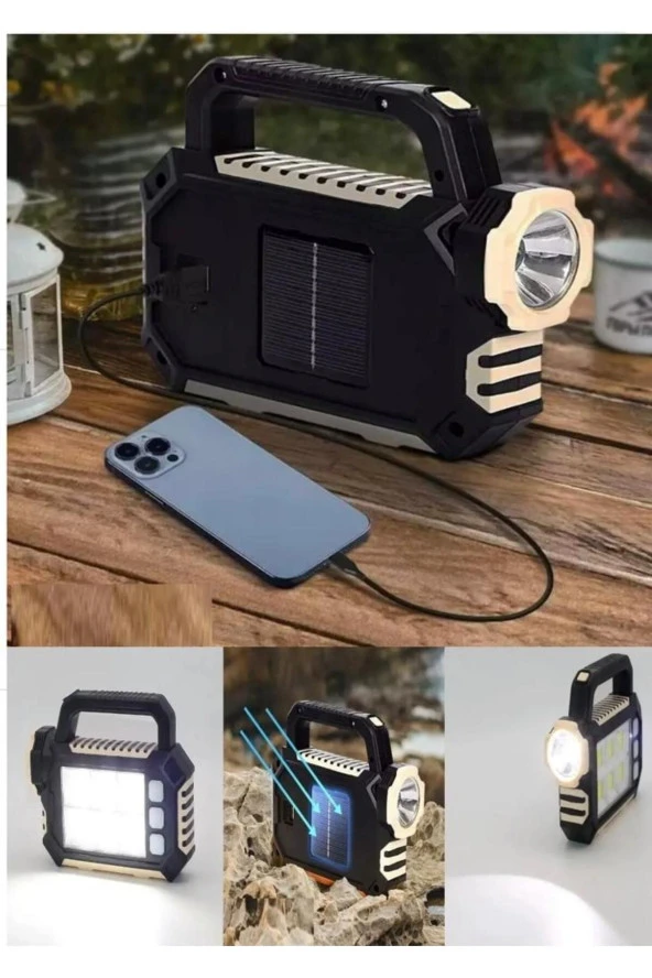 Güneş Enerjili, Power Bank Özellikli Kamp, Bahçe Ve Avcılık Feneri - 2