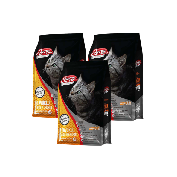 Cat Food Energy 1 kg Tavuklu Yetişkin Kedi Maması - 3 Adet