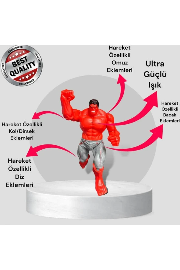 Avengers Mega Boy Hulk Işıklı, Eklemleri Hareket Özellikli Figür Oyuncak - 2