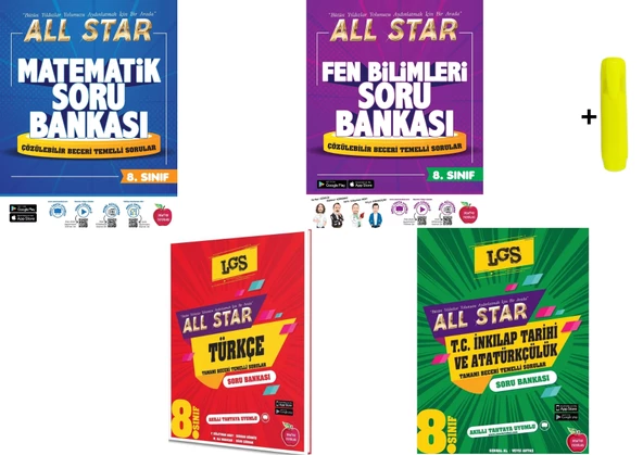 Newton 8. Sınıf Matematik Fen Türkçe İnkılap All Star Soru Bankası 4 Kitap Set