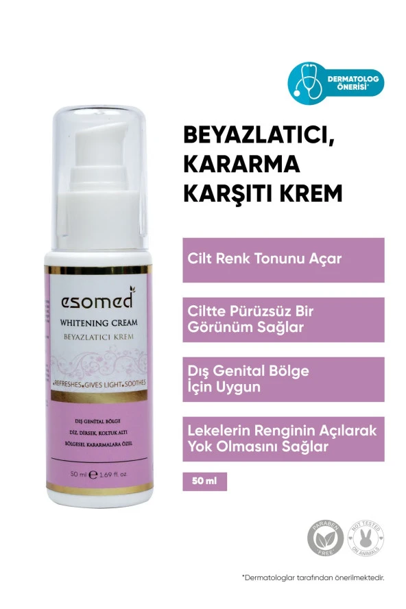Vücut Beyazlatıcı Diz, Dirsek, Koltuk Altı, Özel Bölge Bikini Bölgesi Kararma Karşıtı Krem 50ml