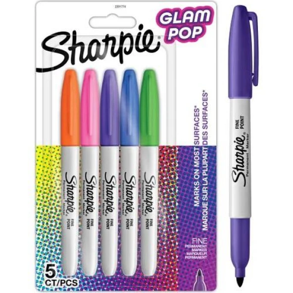 Sharpie Glam Pop Fine 5'li Yuvarlak Uç Permanent Markör Set 2201774 ürün görseli 1
