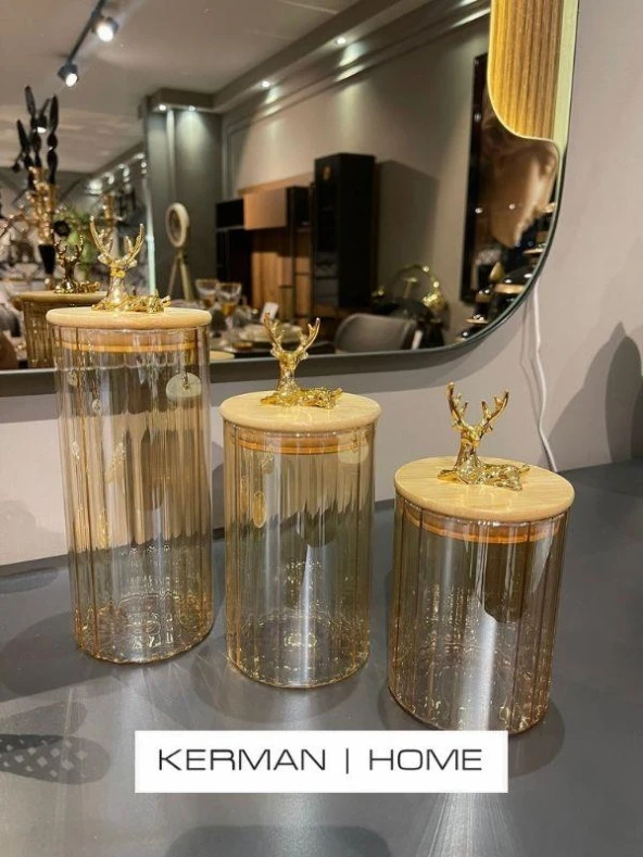 Sembol Deer Cam Küçük Boy Kavanoz 9x9x12 cm GLASSART-012