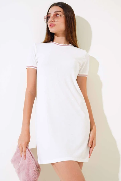 Kaşkorse Biyeli Elbise Pudra ürün görseli 1