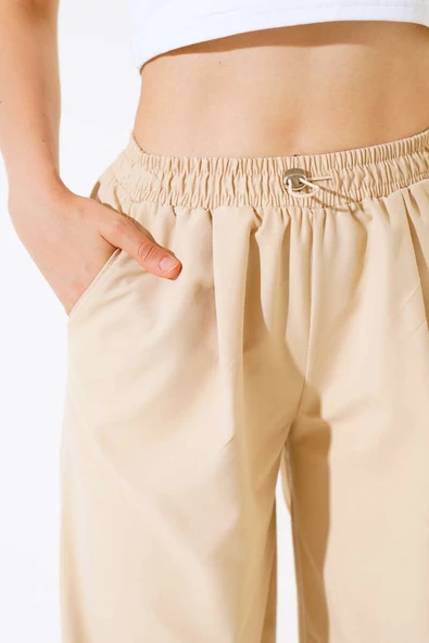 Paça Lastikli Pantolon Latte - Resim 4