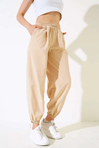 Paça Lastikli Pantolon Latte
