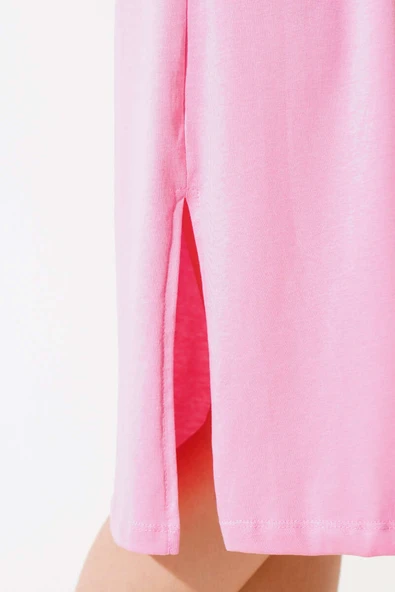 Basıc Beli Lastikli Elbise Pembe - Resim 4