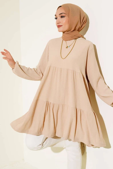 Kol Lastikli Tunik Bej ürün görseli