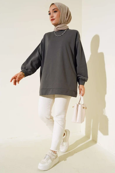 İki İplik Düz Tunik Antrasit - Resim 2