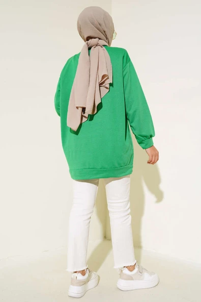 İki İplik Düz Tunik Yeşil - Resim 4