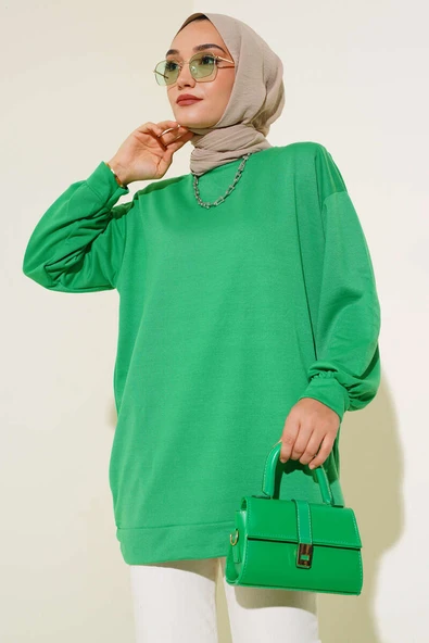 İki İplik Düz Tunik Yeşil ürün görseli 1