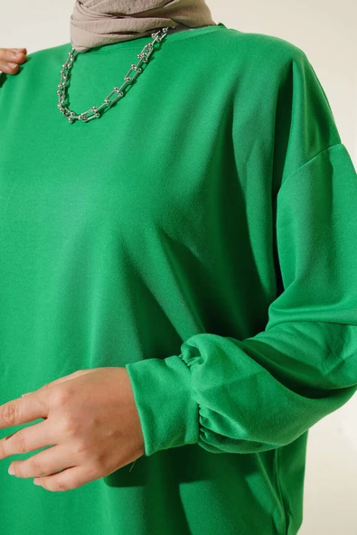 İki İplik Düz Tunik Yeşil - Resim 3