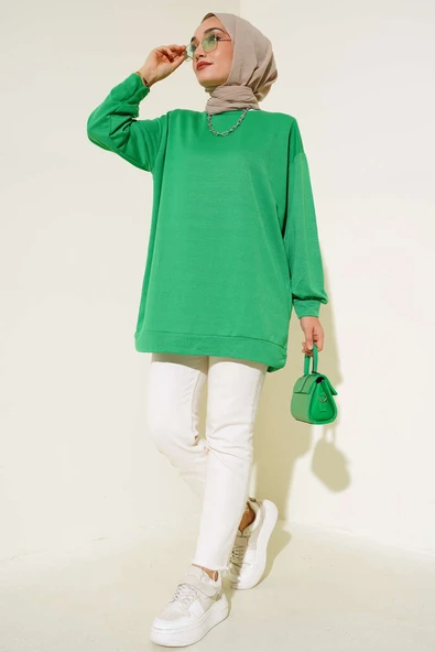 İki İplik Düz Tunik Yeşil - Resim 2
